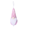 Pink knitted gnome Christmas tree ornament with white polka dots and long white beard - Pink Polka Dot Hat