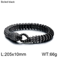Pulsera para hombre de acero inoxidable con textura de escamas de serpiente negro oxidado - 18cm / Negro Oxidado (KB129153-BDJX)
