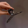 Glinsterende zwarte haarklem voor dames met strass-steentjes in een verfijnd ontwerp - 11cm Volle Strass Klem