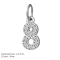 Silver number 8 pendant with micro pave zircon inlay for DIY jewelry making - 8-Silver