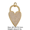 Golden heart-shaped zircon pendant with micro-inlaid stones for DIY jewelry making - Large Heart X1072
