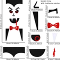 Detailed size chart for Halloween vampire face DIY wall decals with metric and inch dimensions - Vampire Style