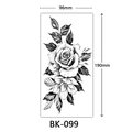 Sketch black and white rose floral temporary tattoo sticker, 190x96mm size (BK-099) - BK-099 / 96*190mm