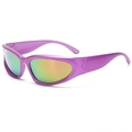 Kids sports sunglasses with purple pearl frame and green gradient mirror lenses - Purple Frame Pink Lens