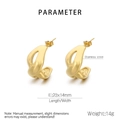 Detail van 18k vergulde roestvrijstalen oorbellen met afmetingen en gewichtsspecificaties - Gouden Stijl (KE114907-K)
