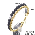 Double-layer bracelet with 8mm black beads and 7mm golden twist chain in vintage style - Style C Gold (KB204754-Z)