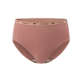 Women high waist pure cotton panties with fashion heart print and ribbed texture - Pink Red
