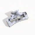 Detail view of square hair claw clip featuring grey and white marble pattern texture - Grey Smudge Marble
