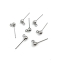 Polished silver S925 sterling silver ball stud earring posts for DIY jewelry making - White K Stainless Steel Ball Stud with Loop 4x16mm