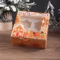 Brown Christmas gingerbread cupcake box with transparent window and two-slot tray insert - Medium Brown Gingerbread Man Style