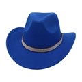 Classic Klein blue felt cowboy hat with sparkling silver rhinestone trim and wide brim - Sapphire Blue