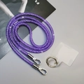 Crossbody purple glitter braided phone lanyard with metal clasp and clear patch - Crossbody Style [Purple] Mesh Rhinestone Lanyard + Silver Round Buckle + Semi-Transparent Patch