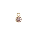 Macro detail of round gold-plated pendant with faceted pink zircon birthstone - Light Pink