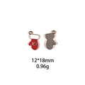 Detail of red and white enamel Christmas glove pendant with golden base and snowflake motif - Style 21-Red White Christmas Glove