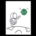 Green crystal sphere with astronaut card minimalist planet decor in galactic style - Green Aventurine
