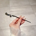 Modern silver liquid metal hair stick with minimalist wave design for buns - Liquid Wave Style (1#) / Dark Gray