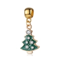 Green enamel Christmas tree charm with gold plating and sparkling crystals for DIY bracelets - Style 10-Diamond Inlaid Gold Tree