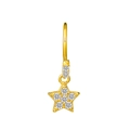 Golden star nose ring pendant with sparkling cubic zirconia pavé setting - Gold Star Nose Ring (K-703)