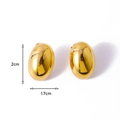 Polished gold egg-shaped chunky stud earrings with 2cm height and high-shine finish - Gold Glossy Oval Chunky Stud / 2.0cmx1.7cm