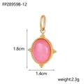 Roze natuurstenen hanger met goudkleurige roestvrijstalen afwerking, 1,8cm x 1,4cm - Roze Ovale Edelsteen