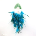 Dream catcher hanging ornament with Tree of Life wire wrap and green gemstone beads - Blue + Aventurine Water Drop