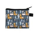 Cartoon alpaca print mini coin purse in navy blue with cactus pattern and zipper - Deep Blue Full Print Alpaca Cactus