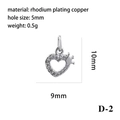 Rhodium plating copper heart pendant with crown design and white zircon insets - Type D-2 (Heart Crown) / Silver