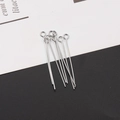 Detailed macro view of silver stainless steel eye pins for DIY handmade jewelry crafts - 0.6*30mm / Eye Pin Steel Color