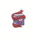 Purple book enamel pin with red ribbon and Future Bestselling Author text badge - Future Bestselling Author