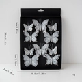 Set of 10 grey glitter fabric butterfly ornaments with wings in 5cm and 7cm sizes - Silver Set
