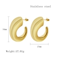 Golden chunky C-shape hoop earrings in stainless steel with wavy texture finish - Large / Gold