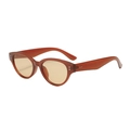 Retro cat-eye sunglasses with tortoise frame, yellow lenses and dual metal rivet accents - Dark Tea Frame Tea Lens