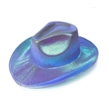 Holographic LED cowboy hat with iridescent blue-purple gradient finish for rave parties - Adult Purple-No Light