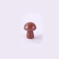 Polished mushroom pendant made of natural reddish-brown stone on light purple background - Pink Aventurine / 15*20mm
