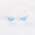 Top view of triangular cat sunglasses with blue lenses and transparent resin frames - One Size-8.5cm / Blue