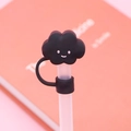 Cute black cloud smile silicone straw cap for 8-10mm reusable drink straws - Black Wavy / 10mm