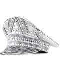 Cappello da capitano con paillettes d'argento e grande gemma per feste e spettacoli teatrali - Regolabile / 01-Paillettes Argentate