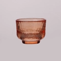 Japanese style amber hammered glass tea cup with textured finish and footed base - 50ml / Amber Sake Cup