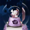 Carillon unicorno viola con unicorno alato su luna crescente e base decorata - Grande 100mm (Neve + Luce + Musica) / Unicorno Viola