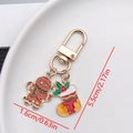 Golden Christmas keychain with enamel gingerbread man and holiday sock charms - ER836-Enamel Gingerbread Man Sock U-shaped Keychain