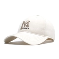 Berretto da baseball beige stile americano con logo M ricamato e tesa larga parasole - Regolabile / Bianco