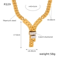 Dettaglio della collana a Y placcata oro 18k con dimensioni e specifiche dello zircone - 45+5cm / Collana Oro (P229)