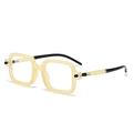 Retro square sunglasses featuring a thick cream frame with contrasting black temples - C10-Jelly Cream-Blue Light Blocking