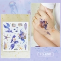 Glitter ocean tattoo sticker FG-098 featuring mermaid tail, starfish and shells - FG-098 (Ocean Elements)