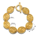 Pulsera de eslabones en espiral dorados de acero inoxidable con cierre T y largo de 18cm - 18cm / 14mmx18mm / Oro