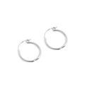 Pendientes de aro minimalistas de plata de ley S925 con acabado pulido sobre fondo blanco - 15mm / Plateado