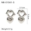 Detailed view of silver heart-shaped lips earrings with 2.1cm width and 3.2cm length - 18K Gold