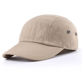 Khaki five-panel quick-dry sports cap with white contrast stitching and metal eyelets - Khaki