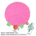 Pink silicone leaf vein texture mold for DIY fondant cake decoration and clay crafting - 1# Circular (Multiple Leaves) / Pink