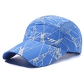 Quick-dry blue baseball cap with silver geometric lines and breathable mesh fabric - Sapphire Blue